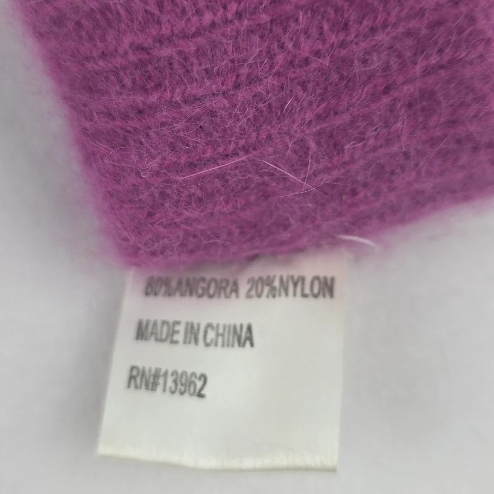 Cozy‎ Soft Purple Angora Gloves With Bow And Pom Poms